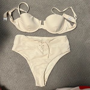 onia white high waisted swim suit